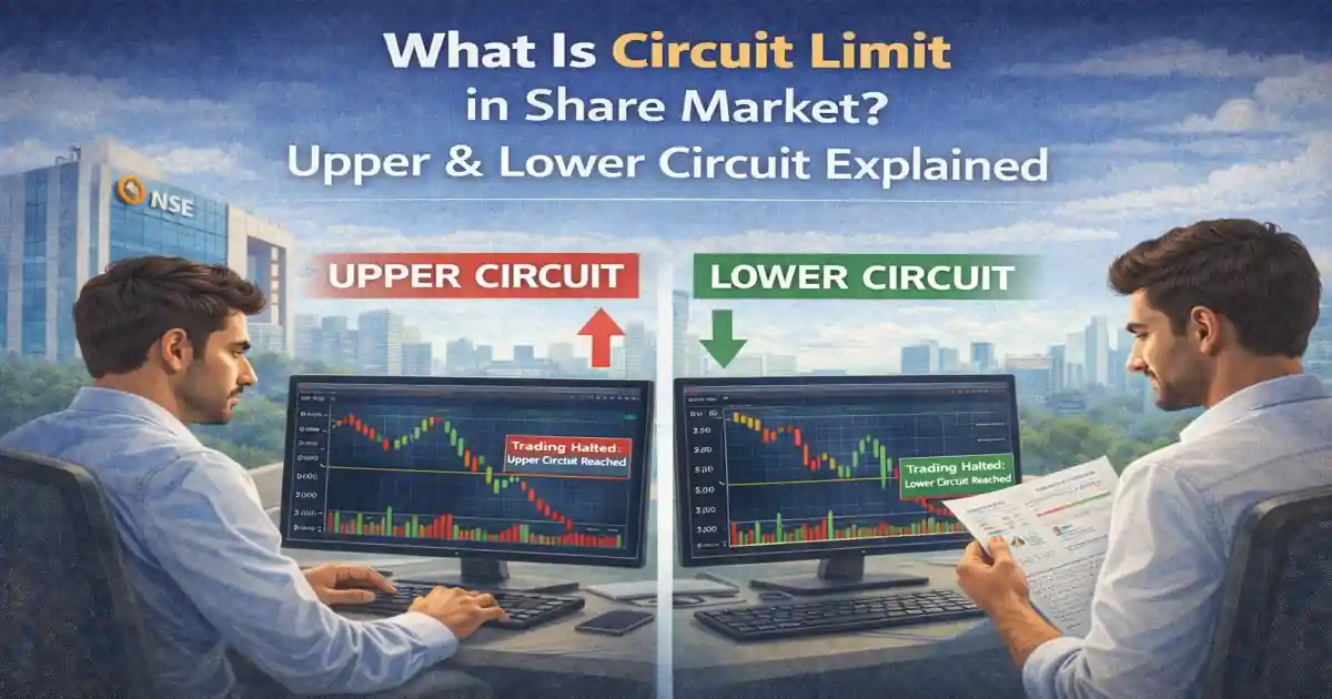 Circuit limit in share market – upper and lower circuit explained with trading halt example